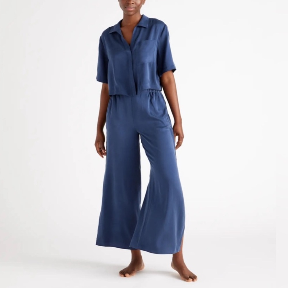 Quince Set of 100% Washable Silk Pajamas in Indigo